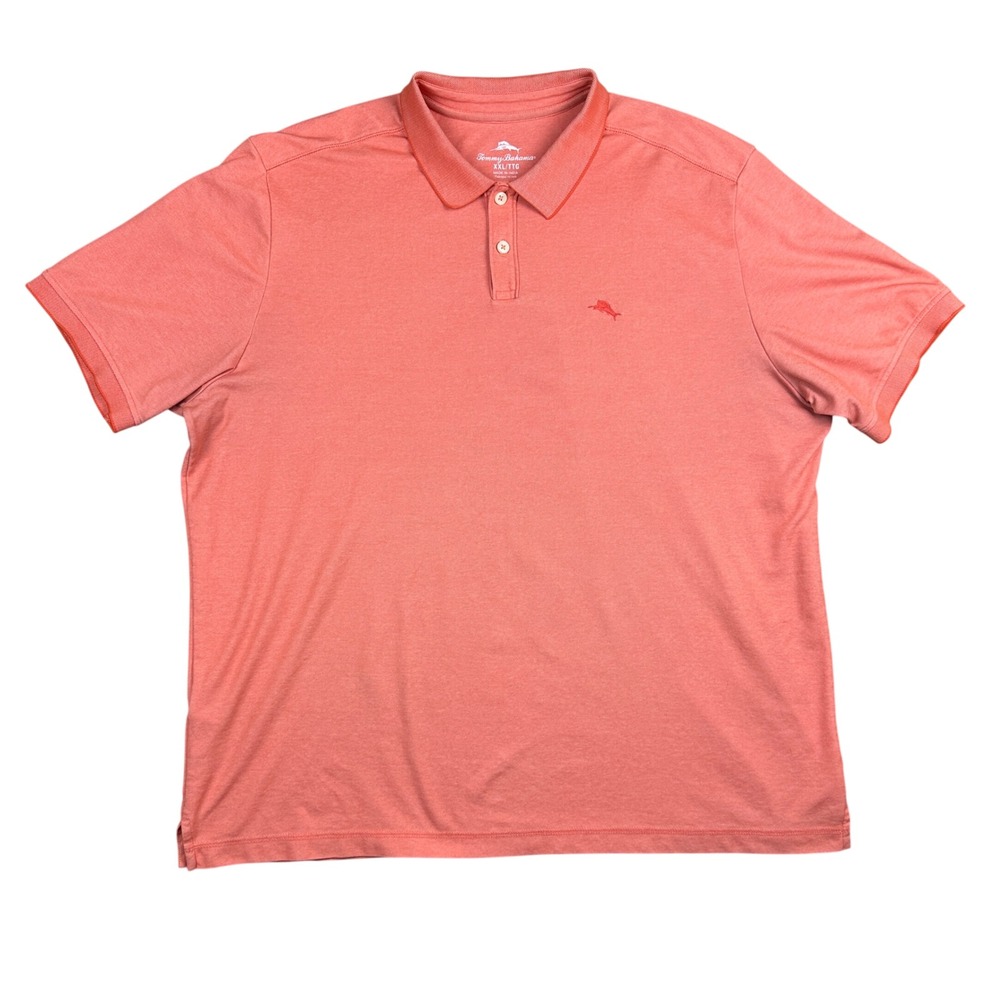 Tommy Bahama Mens XXL Coral Orange Short Sleeve Marlin Logo Polo Shirt Casual